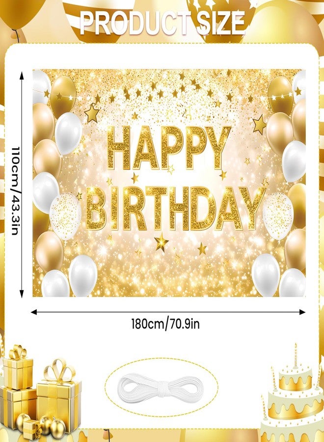 Yoirrat Gold Happy Birthday Decorations Large White Gold Birthday Banner for Women Men Backdrop Banner Poster for Girls Boys Christmas Bday Baby Shower Anniversary Party Supplies - Image 2
